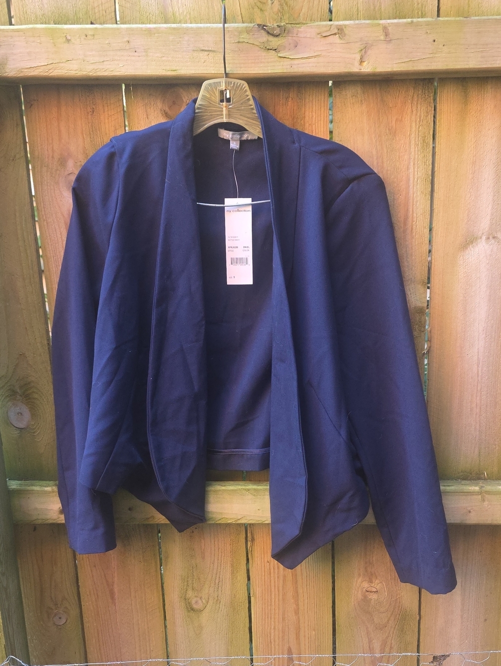 NY Collection Navy Open-Front Women's Blazer